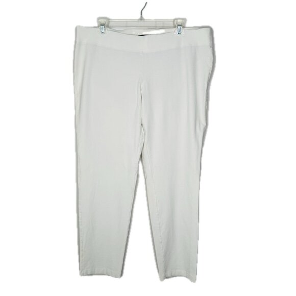 Eileen Fisher Ivory Pull On Elastic Pants Womens XL S16TK Viscose Nylon Blend - Picture 1 of 9